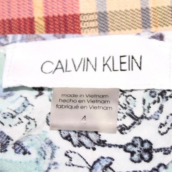 Calvin Klein Blue Patchwork Print Tiered Dress Size 4 - Picture 5 of 5